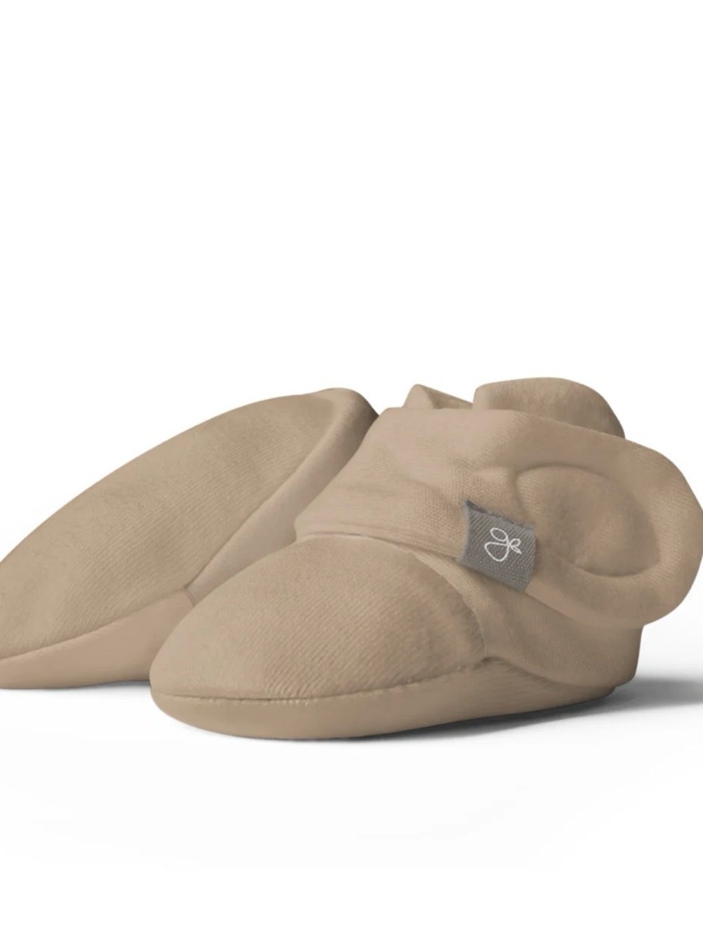 Goumi stay on boots- sandstone- bamboo Baby Booties with Velcro closure- GUC